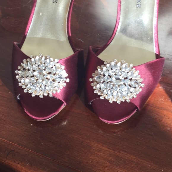 Audrey Brooke Shoes - Audrey Brooke Peep Toe Pumps Red Wine Color